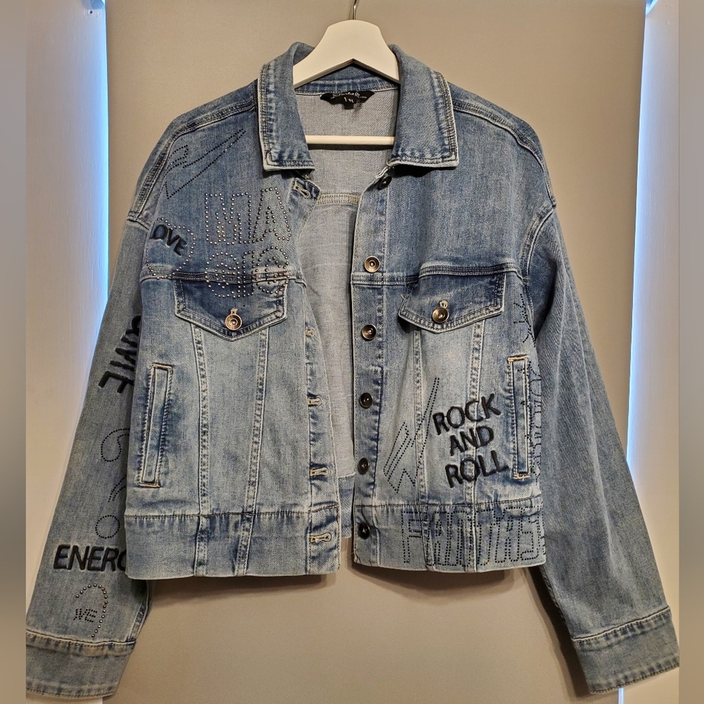 Denim Jacket with Embroidered Details
